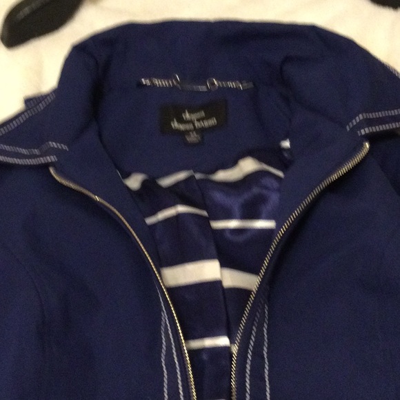 Dennis by Dennis Basso Navy Blue Coat with Hoodie - Picture 4 of 13